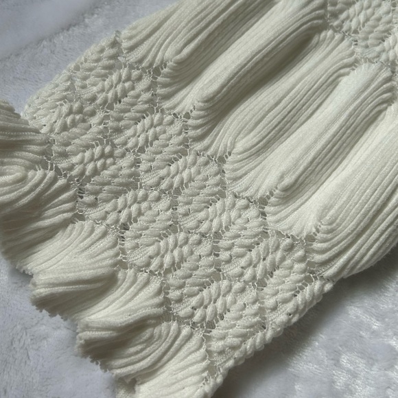 Free People Boho Crochet Knit Peplum Top Ivory | Size M - Picture 5 of 10